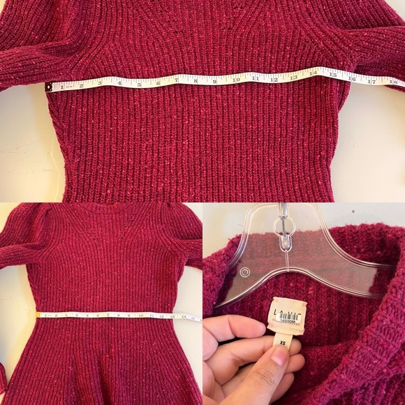 La Vie Rebecca Taylor Red Ribbed Peplum Sweater - Picture 9 of 16